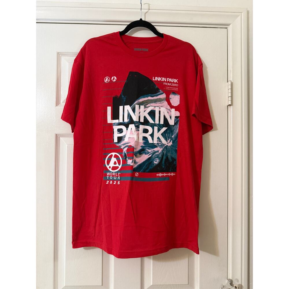 linkin park from zero world tour 2025 band tee shirt red unisex size large